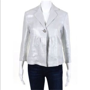 Michael Kors Linen Metallic Swing Silver Blazer Jacket